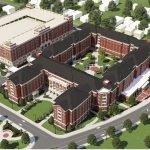 New Tutwiler Residence Hall architectural rendering aerial view