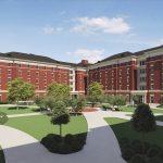 New Tutwiler Residence Hall architectural rendering courtyard view