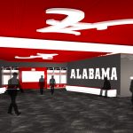 Bryant-Denny Stadium Renovation and Addition architectural rendering 3886 - TEAM LOCKER ROOM - CENTER VIEW