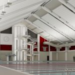 Aquatic Center Renovation architectural rendering 50M Pool SW View