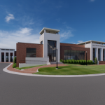 Mal M. Moore Athletic Facility Renovation & Addition architectural rendering MMAF Addition W View