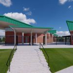 John and Ann Rhoads Softball Stadium Renovation architectural rendering Proposed Canopies S and W Elevations